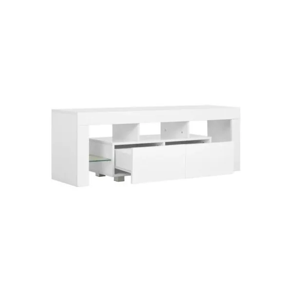 Meuble TV blanc brillant avec LED meuble télévision design meuble télé moderne
