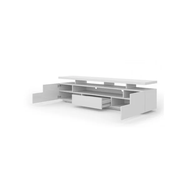 Meuble TV design blanc 180 cm meuble télévision moderne avec placard et tiroir