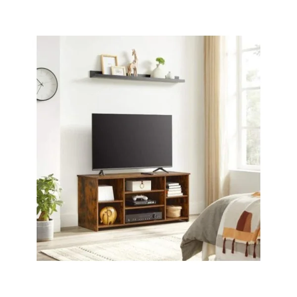 Meuble TV marron rustique meuble télévision brun 7 compartiments