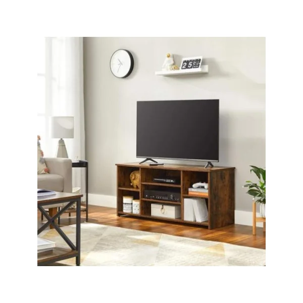Meuble TV marron rustique meuble télévision brun 7 compartiments