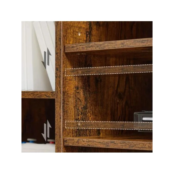 Meuble TV marron rustique meuble télévision brun 7 compartiments