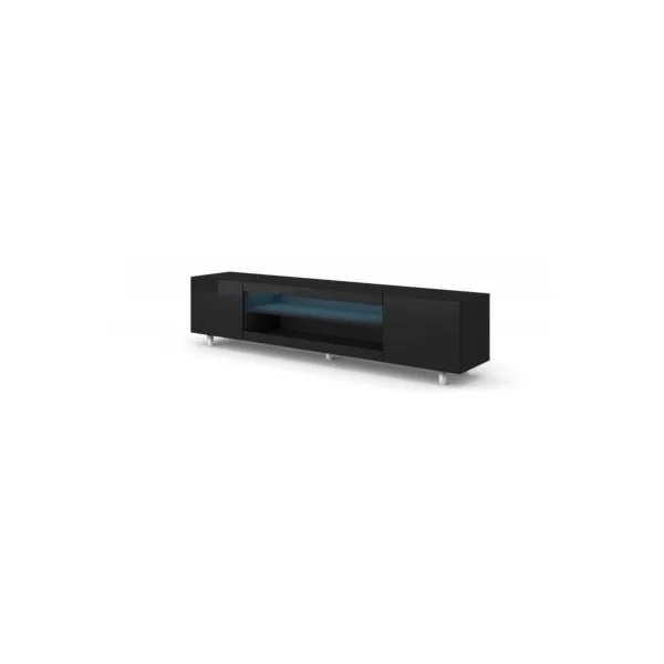 Meuble TV noir brillant moderne avec LED meuble télévision design banc tv moderne