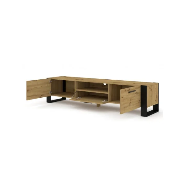 Meuble TV noir et chêne avec étagère design meuble télévision moderne meuble télé salon