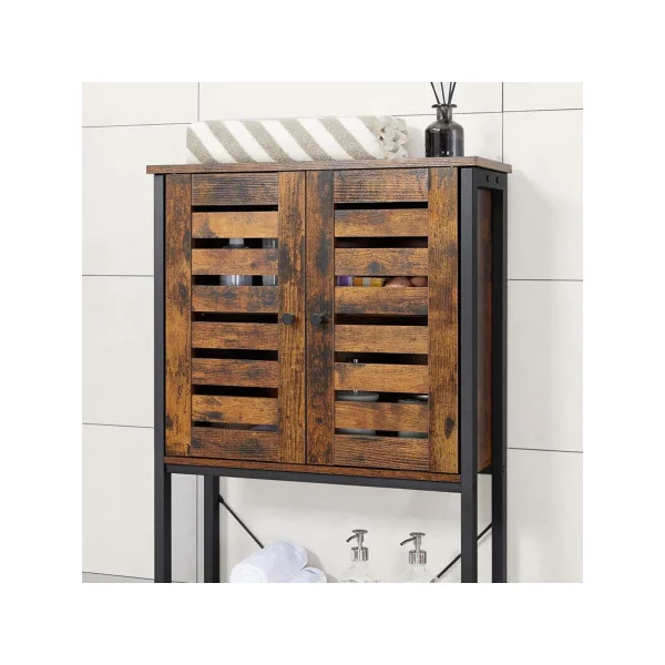 Meuble WC industriel gain de place étagère WC avec 2 portes placard WC