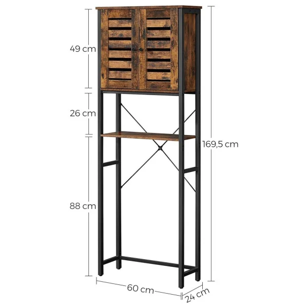 Meuble WC industriel gain de place étagère WC avec 2 portes placard WC
