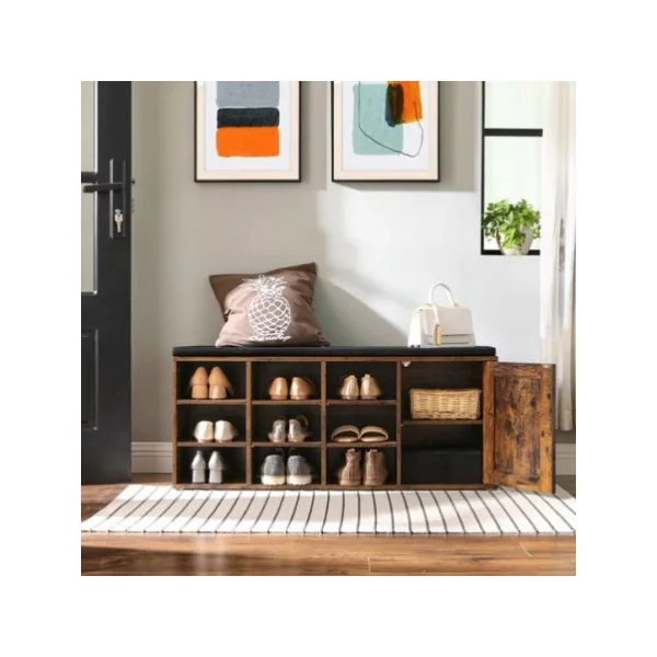 Meuble à chaussures avec casier et banc marron rustique banc à chaussures rangement chaussures