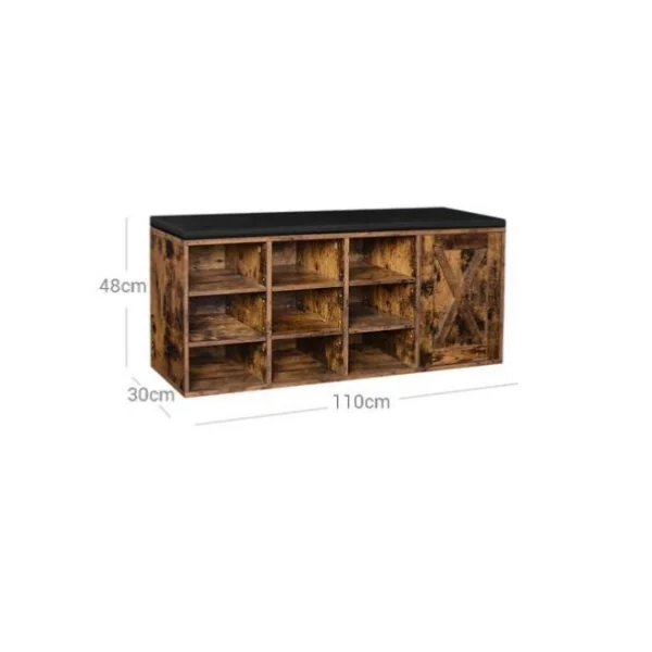 Meuble à chaussures avec casier et banc marron rustique banc à chaussures rangement chaussures