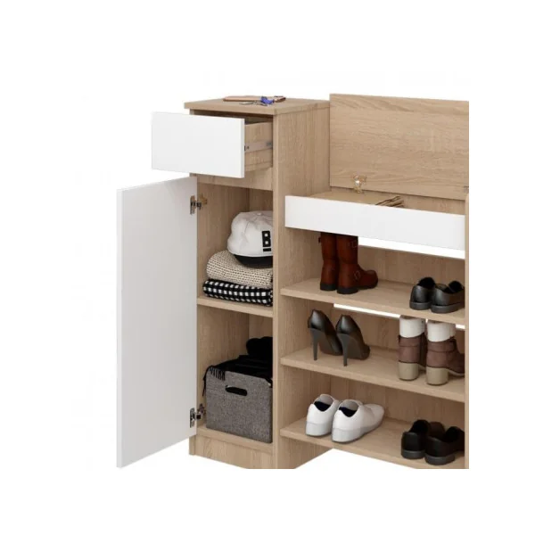 Meuble à chaussures avec placard et tiroir et vide poche meuble d'entrée rangement chaussures