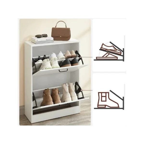 Meuble à chaussures blanc rangement chaussures 2 abattants armoire chaussure