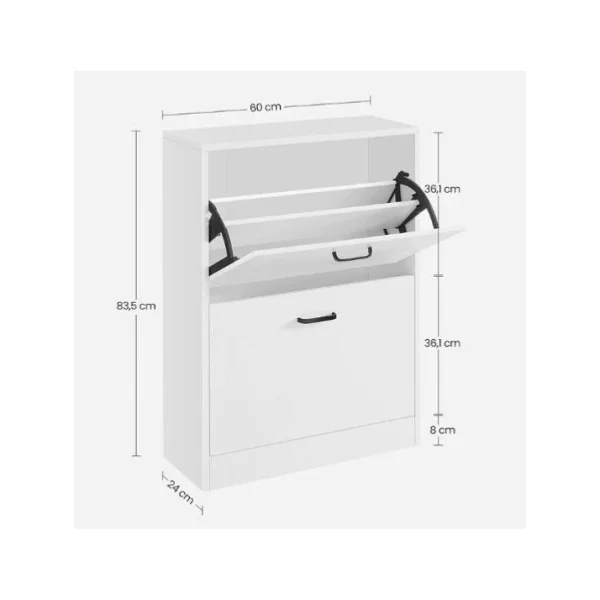 Meuble à chaussures blanc rangement chaussures 2 abattants armoire chaussure