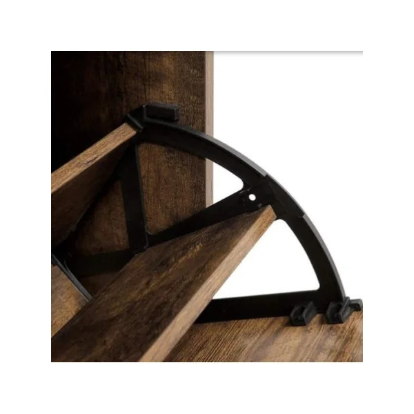Meuble à chaussures marron rustique 2 niveaux rangement chaussures brun 2 abattants