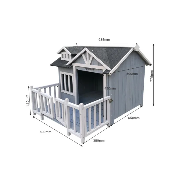 Niche solide en bois massif d'épicéa niche avec terrasse couleur grise