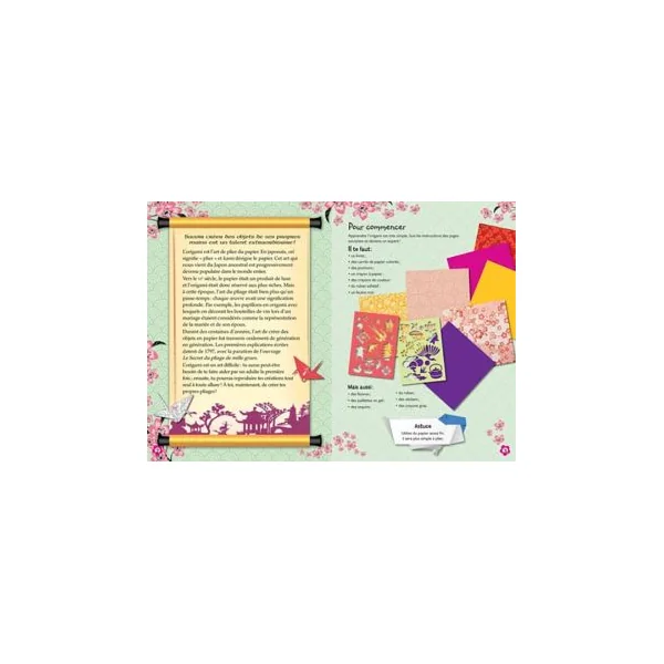 Origami - Avec 6 feuilles de papier à motifs et 30 pochoirs