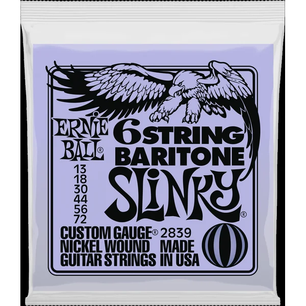 P02839 6-String Baritone Slinky 5/8 Scale Elecric Guitar Strings 13-72 - jeu de 6 cordes