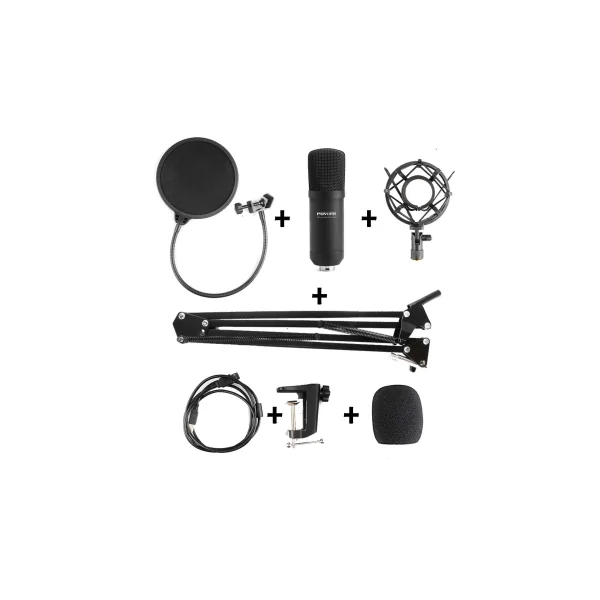 Pack Studio avec pied de micro, micro USB et casque pour enregistrements
