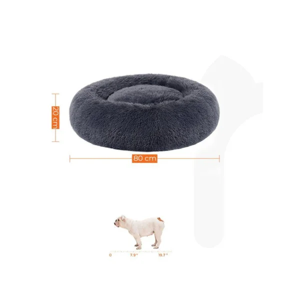 Panier chien rond lit pour chien ø80 cm gris foncé panier chat