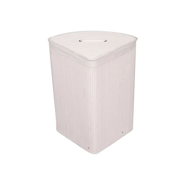 Panier à linge bambou 57L blanc corbeille à linge panier linge sale bois massif