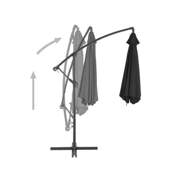 Parasol déporté 350 cm noir Parasol inclinable Parasol terrasse Parasol jardin