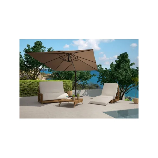 Parasol déporté rectangulaire 3x4m rotatif 360° chocolat parasol terrasse parasol inclinable extérieur