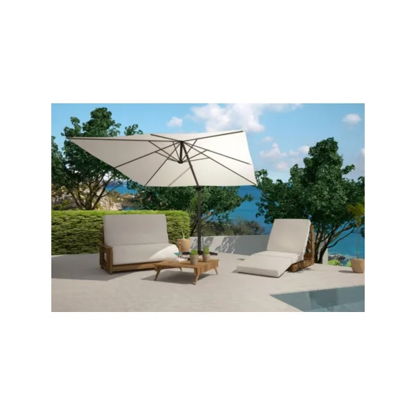 Parasol déporté rectangulaire 3x4m rotatif 360° écru Parasol terrasse Grand parasol