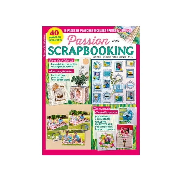 Passion Scrapbooking n°106 - INCLUS : 11 tampons Mini + 16 planches de papiers créatifs