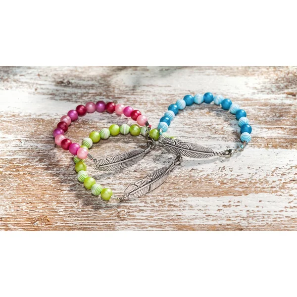 Pendentifs avec deux anneaux « Plumes », 3 pc., env. L 4,6 x l 1,1 cm