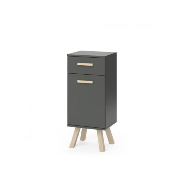 Petite colonne de salle de bain bois naturel et anthracite petite armoire salle de bain pieds scandinave