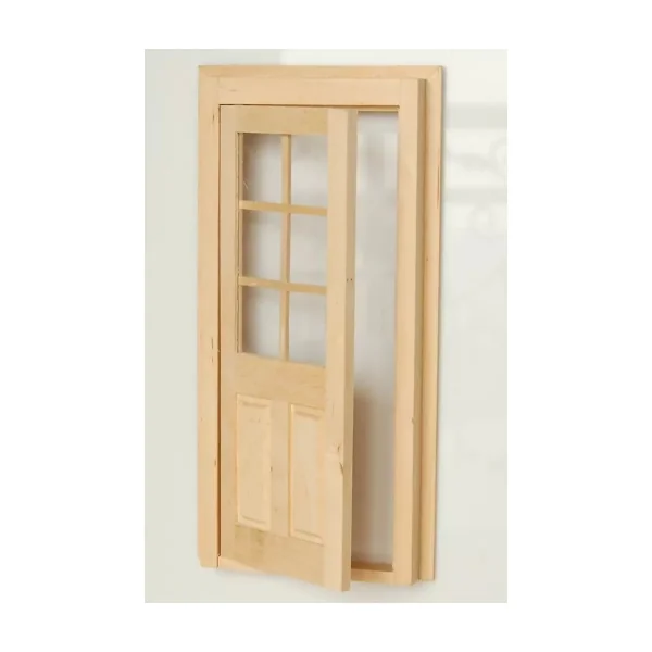 Porte 2 panneaux - Vitrée - Bois brut