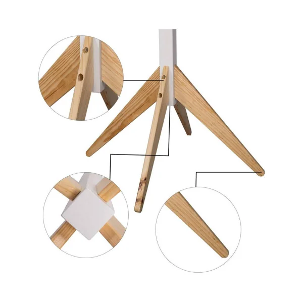 Porte manteaux avec 8 patères naturel et blanc portant vêtement design