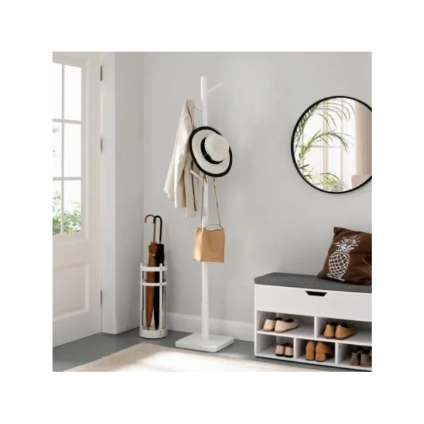Porte manteaux blanc en bois massif pied carré porte manteau sur pied portant avec patères