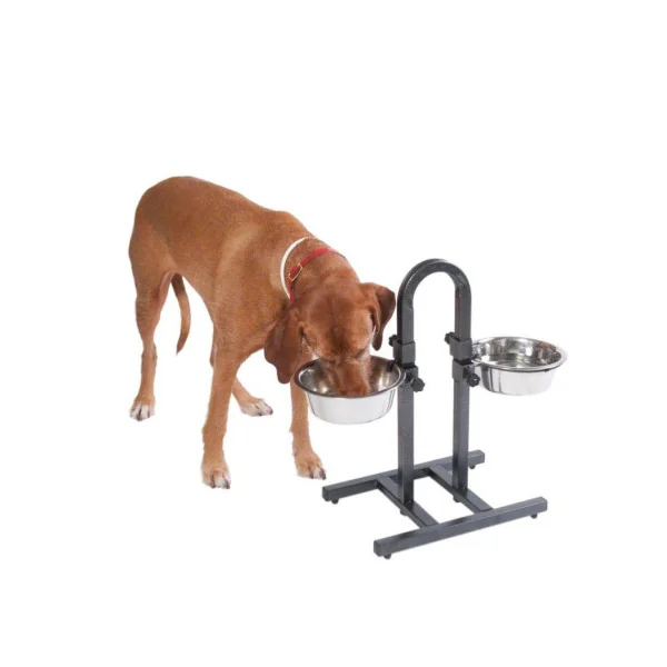Porte-gamelles avec écuelles inox incluses 2 x 1,6 L gamelles chien
