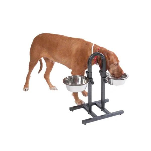 Porte-gamelles avec écuelles inox incluses 2 x 1,6 L gamelles chien