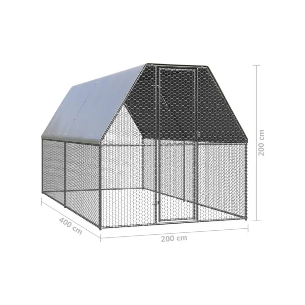 Poulailler enclos parc grillagé 4x2x2 m poulailler galvanisé 8 m² parc basse cour