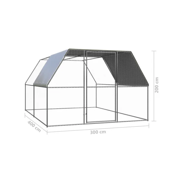 Poulailler enclos parc grillagé 4x3x2 m poulailler galvanisé 12 m² parc basse cour