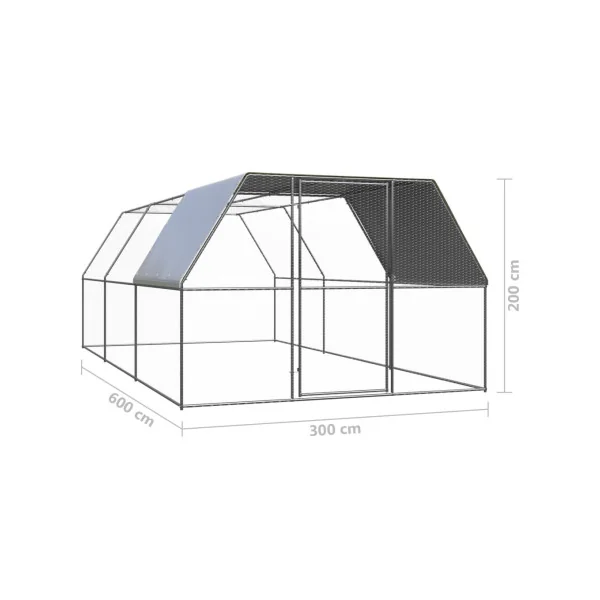 Poulailler enclos parc grillagé 6x3x2 m poulailler galvanisé 18 m² parc basse cour