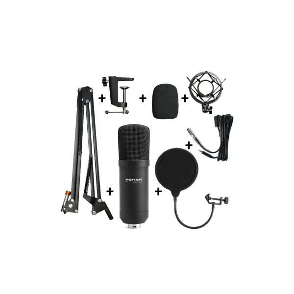 Power Vibe B1 Bundle XLR micro studio avec suspension anti pop bonnette et câble