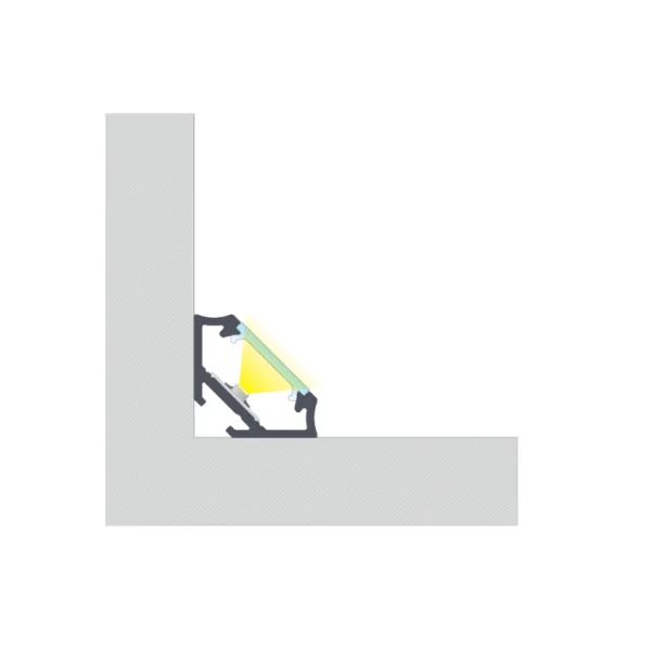 Profilé aluminium d'angle TypeC blanc laqué 23x11 mm pour ruban de led largeur max 12mm barre de 2m