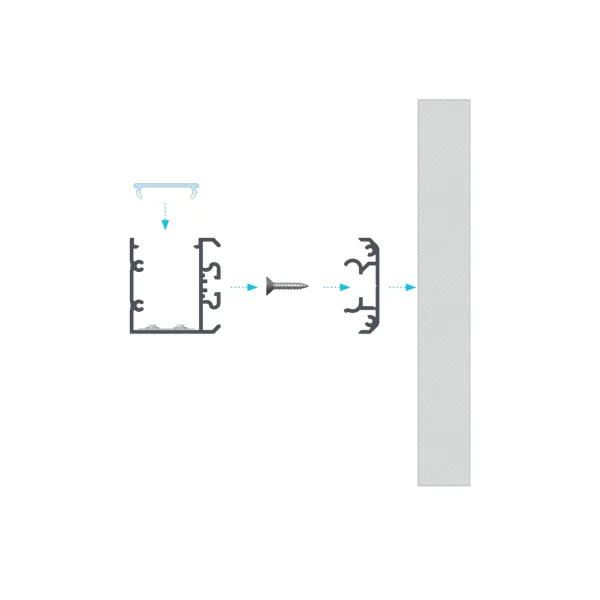 Profilé aluminium pour ruban led double UNICO blanc laqué longueur 2m