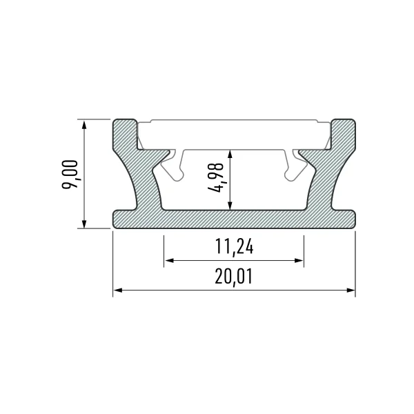 Profilé aluminium Terra gris pour ruban led au sol et étanche 2m