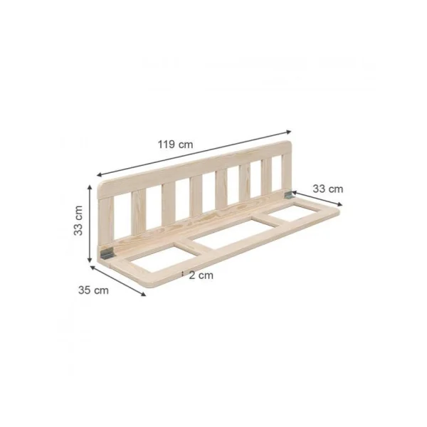 Protection anti chute amovible bois naturel barrière sécurité lit enfant protection lit antichute