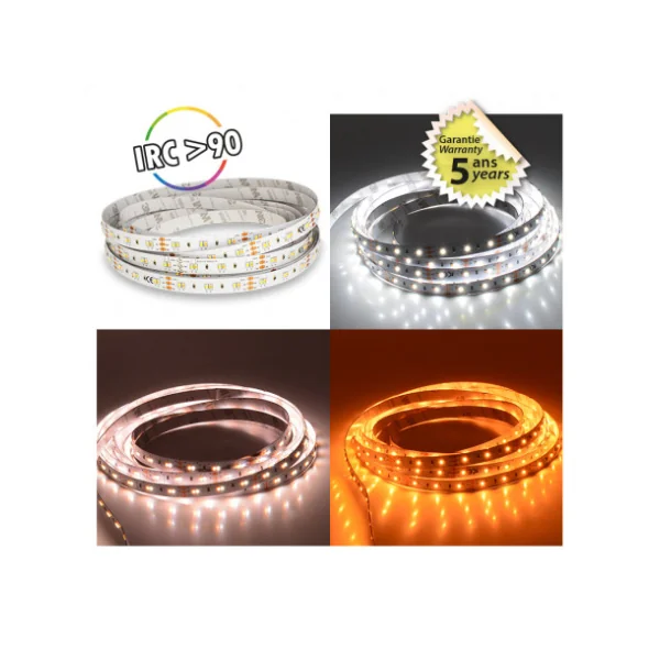 Ruban de led 12V Blanc chaud blanc froid CCT IRC 90 960 lumens/m 5m