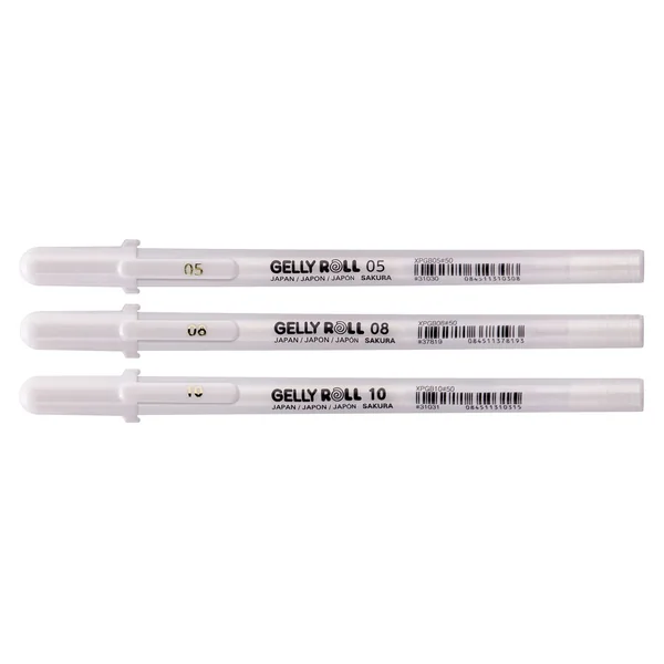 Sakura Gelly Roll Blanc, set de 3, n° 05/08/10