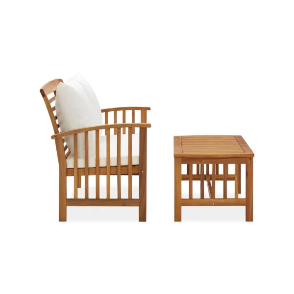 Salon de jardin 2 places avec table en acacia massif Canapé de jardin mobilier de jardin mobilier extérieur ensemble de jardin c