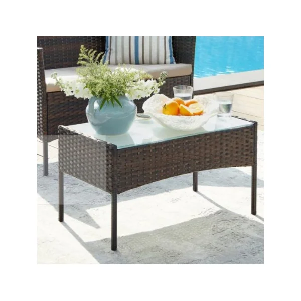 Salon de jardin 4 places résine tressée marron / taupe Canapé de jardin mobilier de jardin mobilier extérieur ensemble de jardin
