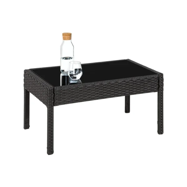 Salon de jardin 4 places résine tressée noir moderne Canapé de jardin mobilier de jardin mobilier extérieur ensemble de jardin c