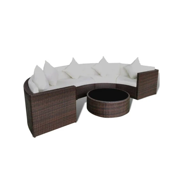 Salon de jardin demi cercle résine tressée marron Canapé de jardin mobilier de jardin mobilier extérieur ensemble de jardin cana