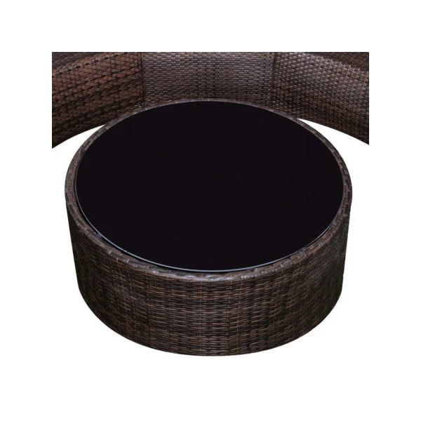 Salon de jardin demi cercle résine tressée marron Canapé de jardin mobilier de jardin mobilier extérieur ensemble de jardin cana