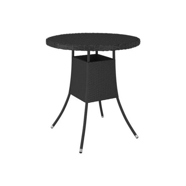 Salon de jardin rond moderne avec table en résine tressée noir Canapé de jardin mobilier de jardin mobilier extérieur ensemble d