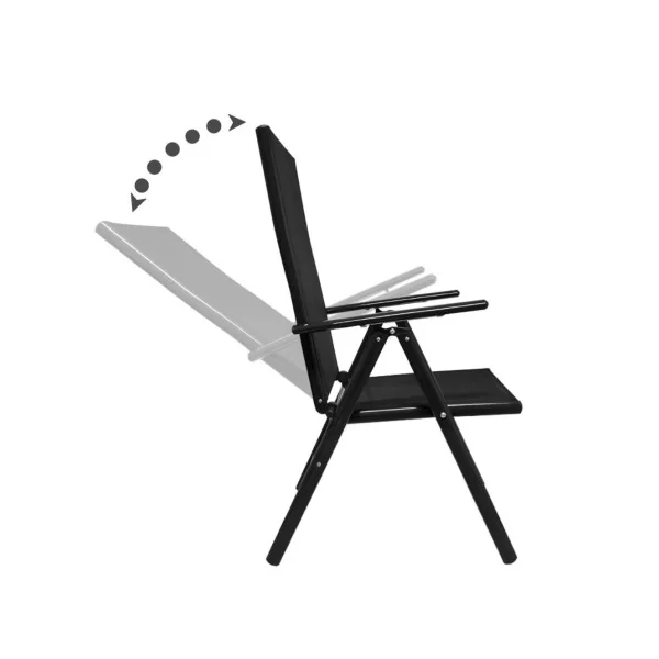 Salon jardin 4 places en aluminium anthracite table de jardin avec plateau verre 5mm avec 4 chaises pliantes