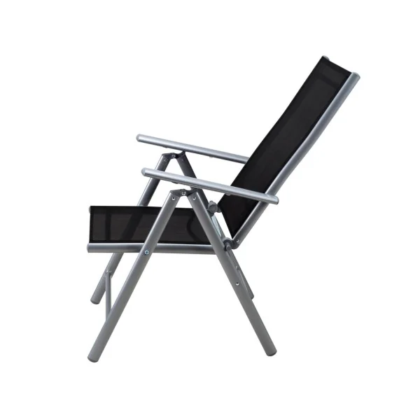 Salon jardin 4 places en aluminium table de jardin avec plateau verre 5mm avec 4 chaises pliantes